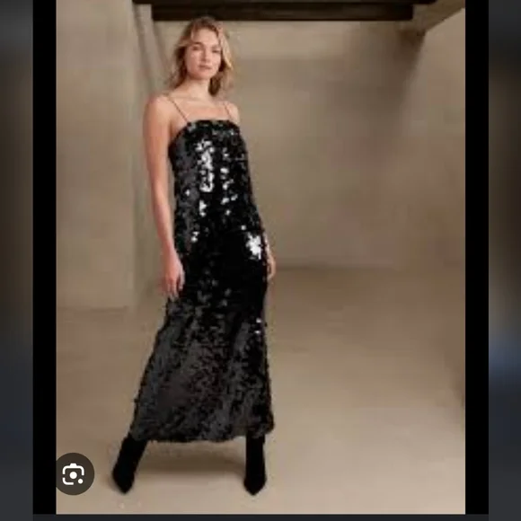 Banana Republic Teia Sequin Maxi Dress. Size 18. BLACK. - Picture 2 of 14